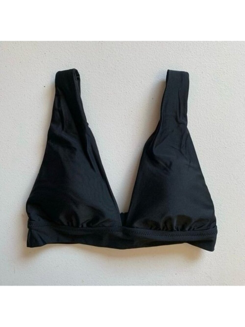Aerie Black Longline Triangle Bikini Top Size Medium NWT
